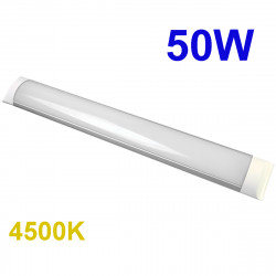 Regleta LED T8 plana, 50W 4.500 lm 4.500K, 110º de apertura. IP44. 2.5x7.5x150 cm
