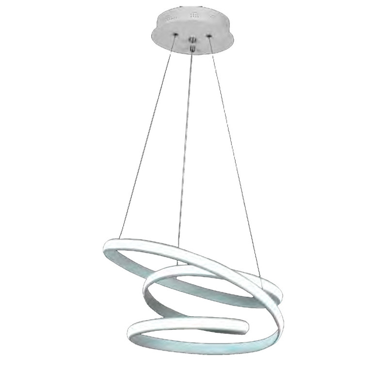 Lámpara de techo moderna LED, Serie Lupin, estructura metálica en acabado blanco, y acrílico en acabado blanco