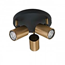 Lámpara plafón, tipo focos, Serie Curie, estructura metálica en acabado negro, con elementos en acabado cuero