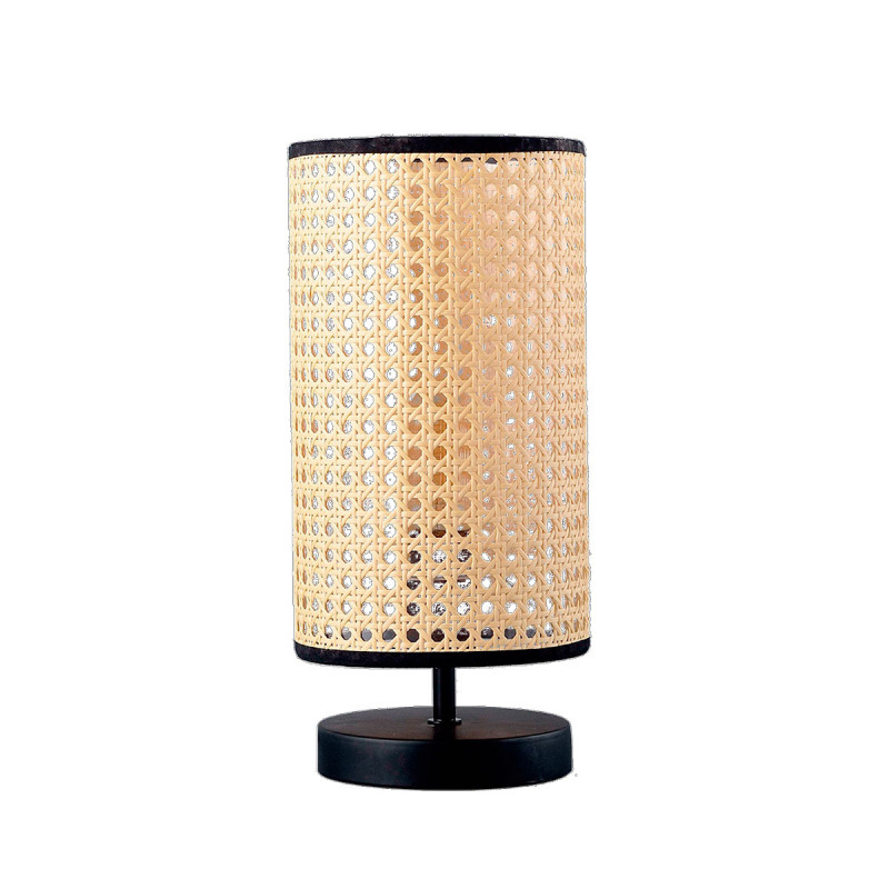 Lámpara de sobremesa, Serie Velvet, estructura metálica en acabado negro, 1 luz, con pantalla Ø 17 cm, de rejilla (Canage).