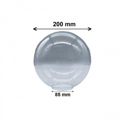 Tulipa para lámpara. Bola de cristal transparente Ø 200 mm. Boca 85 mm.
