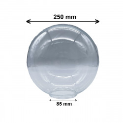 Tulipa para lámpara. Bola de cristal transparente Ø 250 mm. Boca 85 mm.
