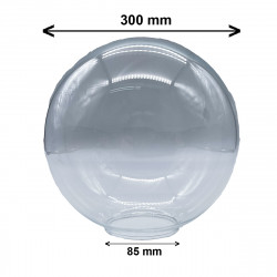Tulipa para lámpara. Bola de cristal transparente Ø 300 mm. Boca 85 mm.