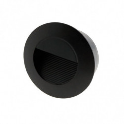 Baliza de exterior LED empotrable, Serie Circle, estructura metálica en acabado negro, iluminación LED integrada, 3W