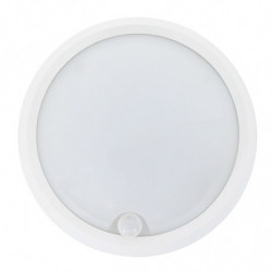 Lámpara de techo plafón LED con sensor de movimiento, Serie Sphere, estructura de policarbonato en color blanco