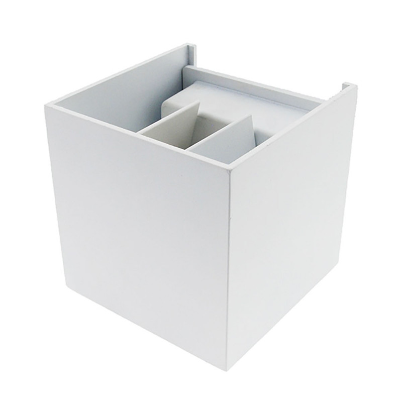 Aplique de pared para exterior, Serie White Cube, estructura metálica en acabado blanco, iluminación LED integrada, 6W