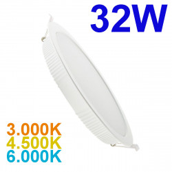 Downlight Empotrable LED, Serie Lass 32W, estructura metálica en acabado blanco, iluminación LED integrada, 32W