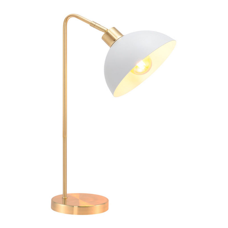 Lámpara de sobremesa moderno, Serie Chic, estructura metálica en acabado dorado, 1 luz E27, con difusor metálico