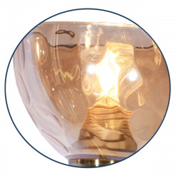 Lámpara de techo clásica, Serie Texas, estructura metálica en acabado cuero, 5 luces E27, con tulipas de cristal