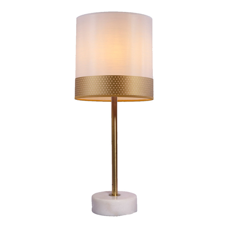 Lámpara de sobremesa moderno, Serie Golden, base de marmol blanco, con metal en acabado dorado, 1 luz