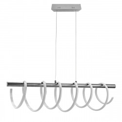 Lámpara de techo moderna, Serie Spiry, estructura de metal gris y acrílico blanco, con cables acerados ajustables en altura