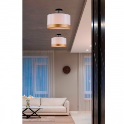 Lámpara plafón moderno, Serie Cairo, soporte de techo metálico en acabado negro, 1 luz E27, con pantalla combinada