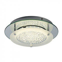 Lámpara de techo plafón LED, Serie Creta, armazón metálico y cristal, iluminación LED integrada, 21W.