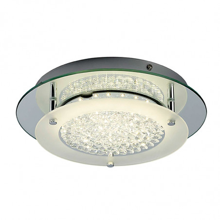 Lámpara de techo plafón LED, Serie Creta, armazón metálico y cristal, iluminación LED integrada, 21W.
