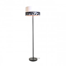 Lámpara Pie de Salón moderno, Serie Namibia, estructura metálica en acabado negro, 1 luz E27, con pantalla combinada