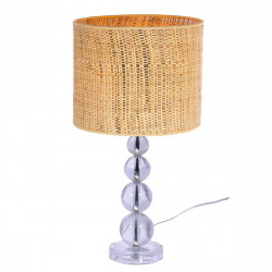 Lámpara de mesa moderno, Serie Nature, cuerpo de bolas acrílicas transparentes, 1 luz E27, con patalla cilíndrica