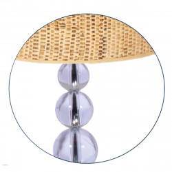 Lámpara de mesa moderno, Serie Nature, cuerpo de bolas acrílicas transparentes, 1 luz E27, con patalla cilíndrica