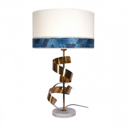 Lámpara de mesa moderno, Serie Nautilus, base de mármol blanco, cuerpo metálico en acabado dorado, 1 luz