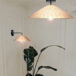 Lámpara de techo plafón moderno, Serie Mediterráneo, soporte de techo metálico en acabado negro, 1 luz
