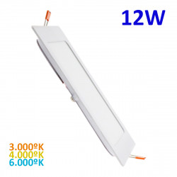 Downlight Empotrable LED, Serie Slim cuadrado, estructura metálica en acabado blanco, iluminación LED integrada, 12W
