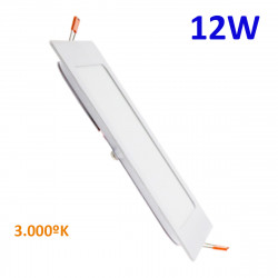 Downlight Empotrable LED, Serie Slim cuadrado, estructura metálica en acabado blanco, iluminación LED integrada, 12W