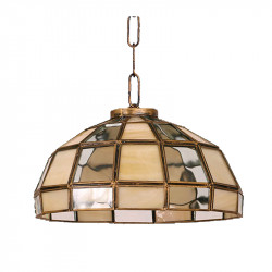 Lámpara de techo colgante, estilo granadino, armazón metálico en acabado oro viejo o negro,1 luz, con difusor en cristal.