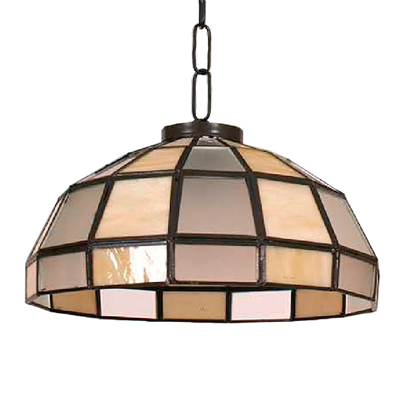 Lámpara de techo colgante, estilo granadino, armazón metálico en acabado oro viejo o negro, 1 luz, con difusor Ø 45 cm.