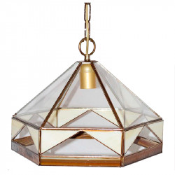 Lámpara de techo colgante, estilo granadino, armazón metálico en acabado dorado, 1 luz, con difusor Ø 27 cm.