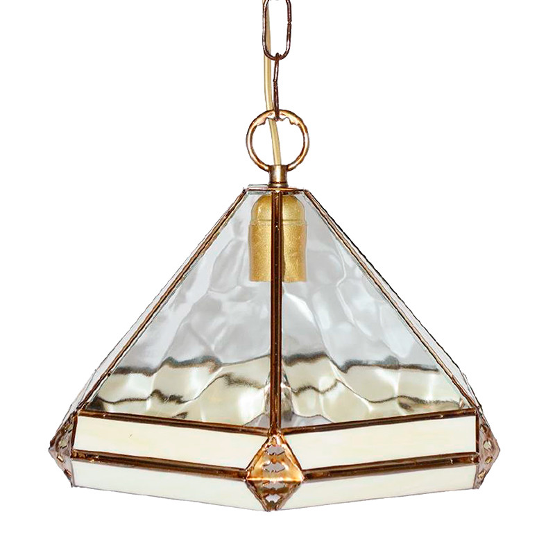 Lámpara de techo colgante, estilo granadino, armazón metálico en acabado dorado, 1 luz, con difusor Ø 32 cm.
