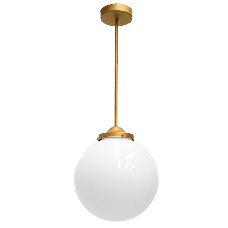 Lámpara de techo colgante, estructura de latón en acabado satinado, 1 luz, con difusor de vidrio soplado en bola Ø 30 cm