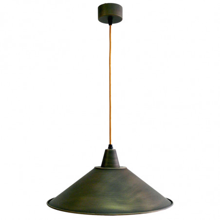 Lámpara de techo colgante, estilo retro, armazón metálico en varios acabados, con cable de plancha marrón, 1 luz.