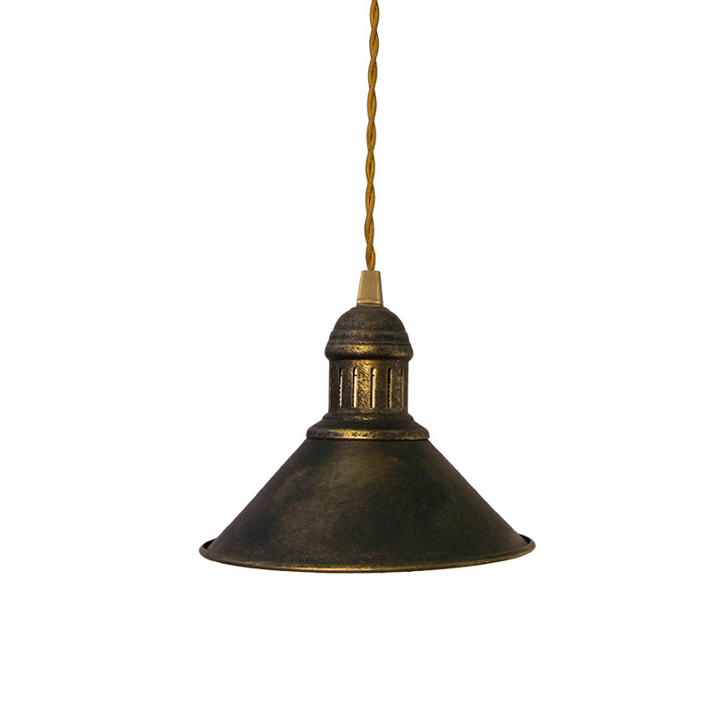 Lámpara de techo colgante estilo retro, armazón metálico en varios acabados, con cable trenzado marrón, 1 luz.